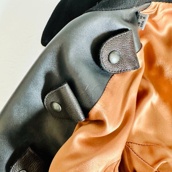 LIKE NEW JEAN PAUL GAULTIER FEMME VIRGIN WOOL LEATHER CUT OUT EVENING JACKET - Picture 8 of 12